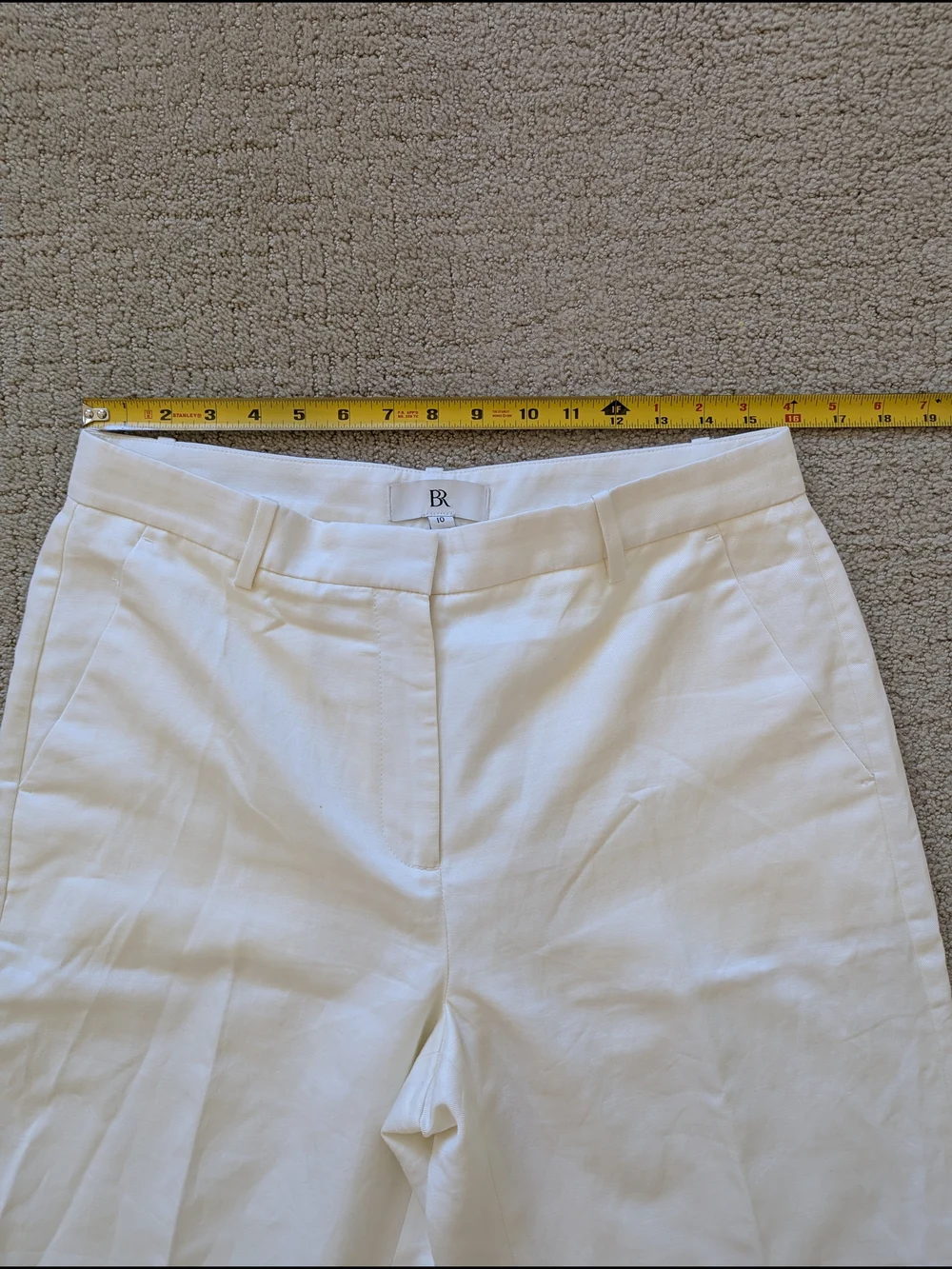 BANANA REPUBLIC Italian Cotton Linen Pants Seahaven Straight Women 10 Ivory Work